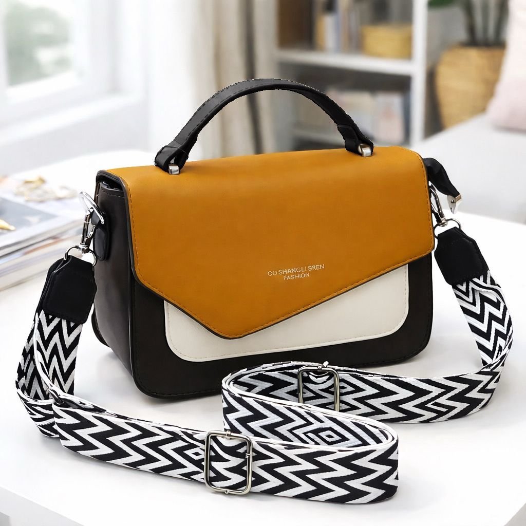 Dual-Tone Envelope Flap Crossbody Bag
