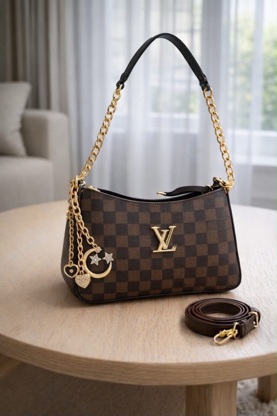 LV Charm Accent Chain Shoulder Bag