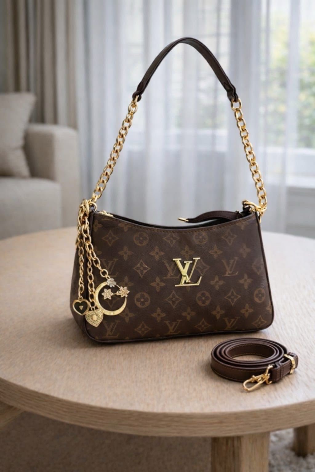 LV Charm Accent Chain Shoulder Bag