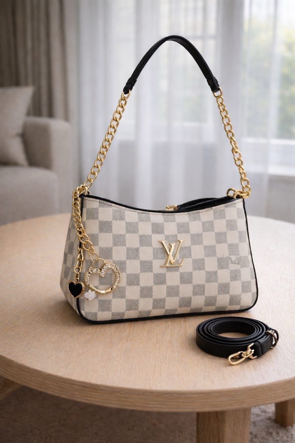 LV Charm Accent Chain Shoulder Bag