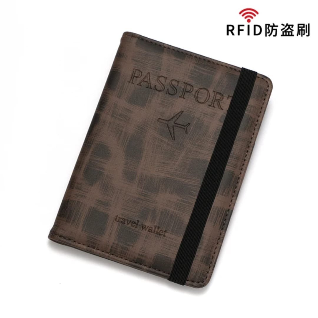Textured RFID Travel Wallet with Elastic Band