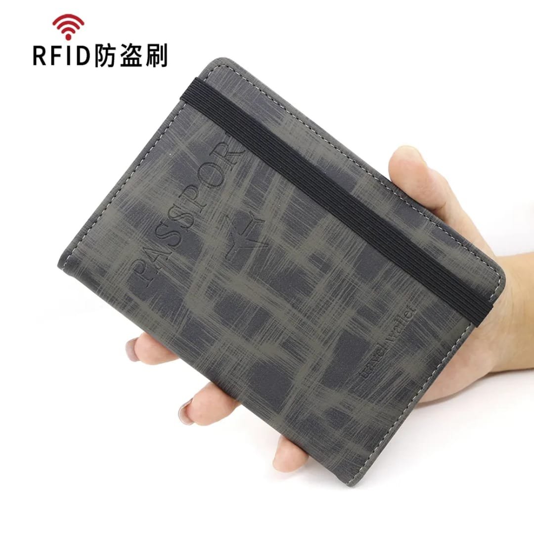 Textured RFID Travel Wallet with Elastic Band