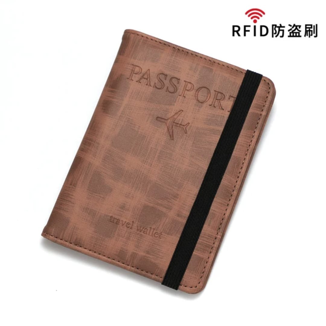 Textured RFID Travel Wallet with Elastic Band