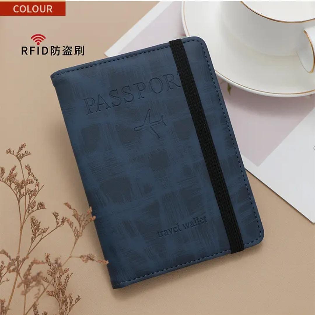 Textured RFID Travel Wallet with Elastic Band